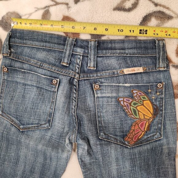 Vintage Frankie B Embroidered Butterfly Pockets Jeans Size 2 - Picture 3 of 14